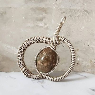 Primary image for Mosaic Jasper Sterling Silver Wire Wrapped Pendant