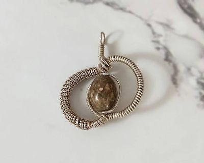 Alternate image for Mosaic Jasper Sterling Silver Wire Wrapped Pendant