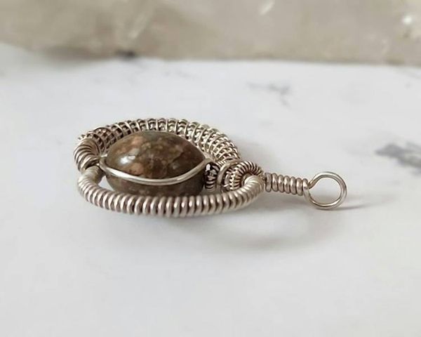 Alternate image for Mosaic Jasper Sterling Silver Wire Wrapped Pendant