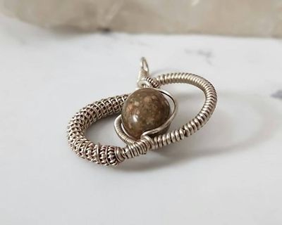 Alternate image for Mosaic Jasper Sterling Silver Wire Wrapped Pendant