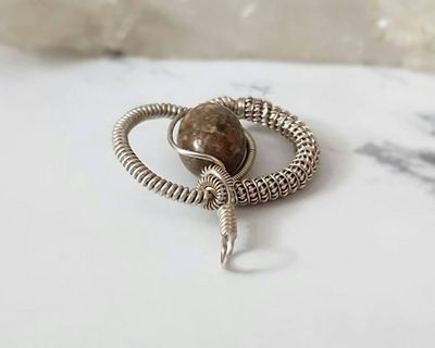 Alternate image for Mosaic Jasper Sterling Silver Wire Wrapped Pendant
