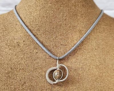Alternate image for Mosaic Jasper Sterling Silver Wire Wrapped Pendant