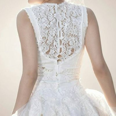 Alternate image for Ethereal White Lace Cocktail Dress with Asymmetrical Handkerchief Hem