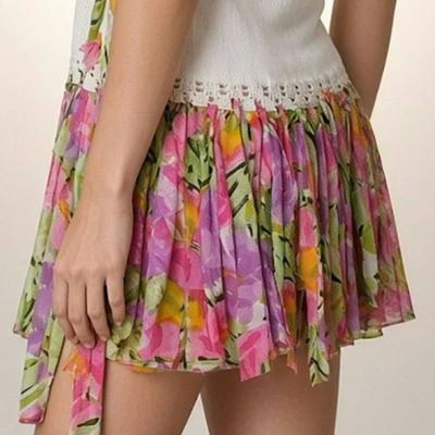 Alternate image for Handknitted floral drop-waist dress with knit bodice and strip skirt