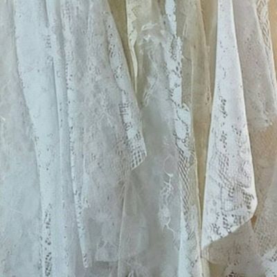 Alternate image for Handcrafted White Embroidered Lace Dress with Asymmetric Hem