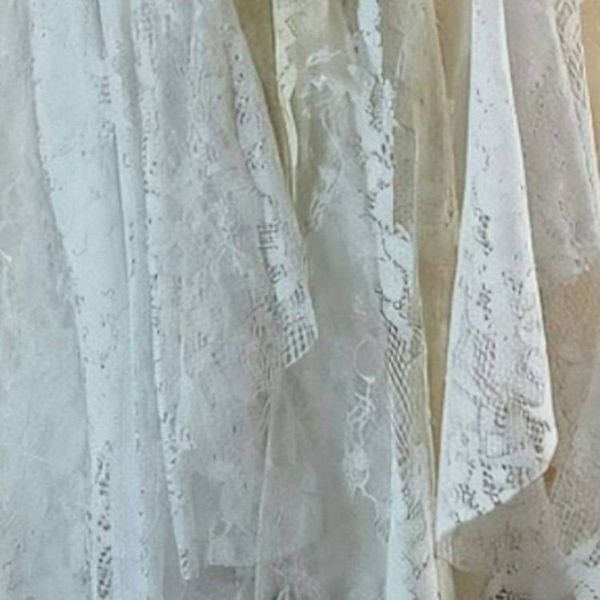 Alternate image for Handcrafted White Embroidered Lace Dress with Asymmetric Hem