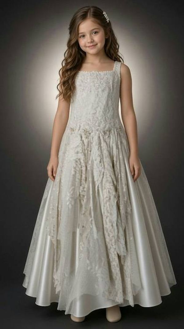 Alternate image for Ivory lace flower girl dress with overlay jacket