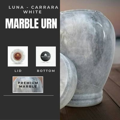 Alternate image for Luna Carrara White Marble Keepsake Urn for Ashes – Handcrafted Natural Stone Memorial Urn