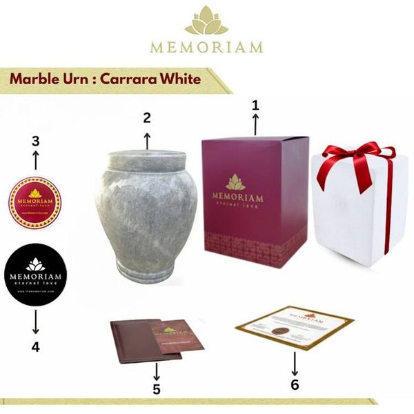 Alternate image for Luna Carrara White Marble Keepsake Urn for Ashes – Handcrafted Natural Stone Memorial Urn