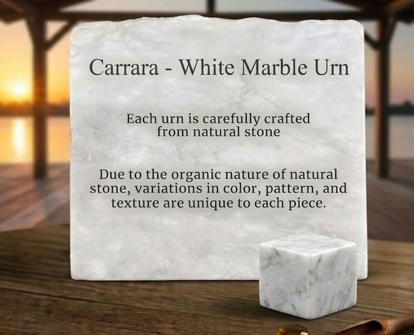 Alternate image for Luna Carrara White Marble Keepsake Urn for Ashes – Handcrafted Natural Stone Memorial Urn