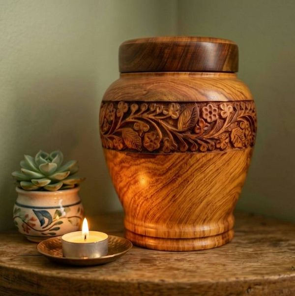 Alternate image for Anish Large Hand-Carved Rosewood Urn | Full Size Adult Cremation Urns (3.0 & 4.0)