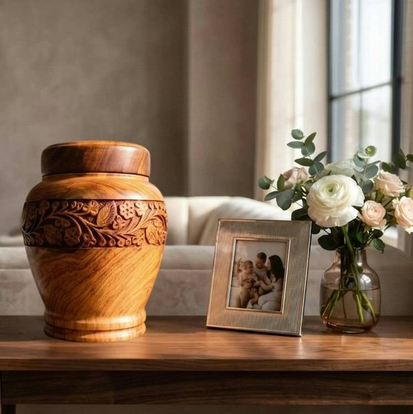 Alternate image for Anish Large Hand-Carved Rosewood Urn | Full Size Adult Cremation Urns (3.0 & 4.0)