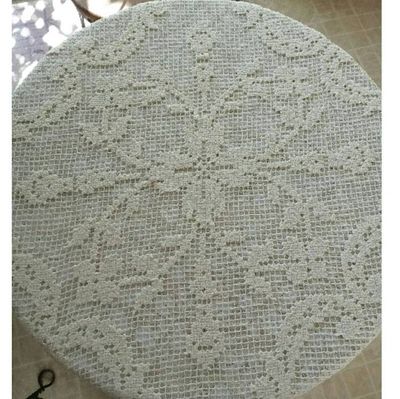 Alternate image for Handcrafted macramé vintage tablecloth with elegant fringe detail