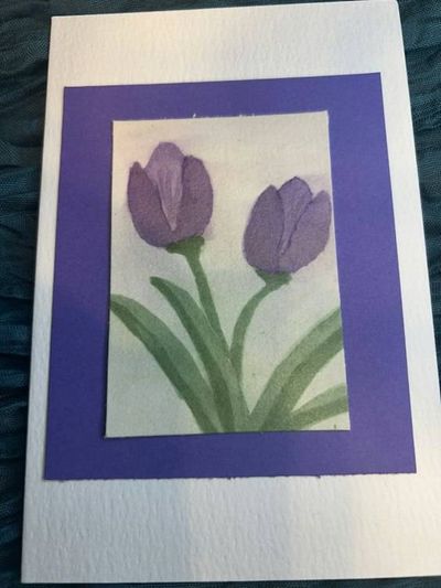 Alternate image for Original Hand-Painted Watercolor Tulips Blank Greeting Card - 4x6