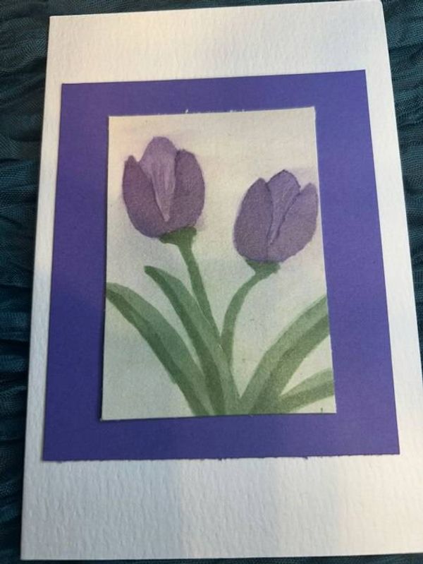 Alternate image for Original Hand-Painted Watercolor Tulips Blank Greeting Card - 4x6