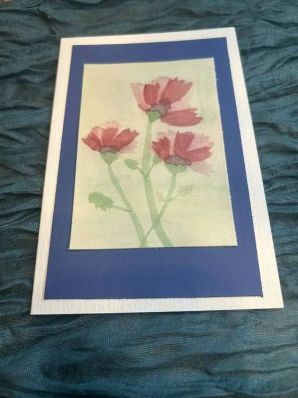 Alternate image for Original Hand-Painted Watercolor Poppies Botanical Greeting Card – 4x6 Card