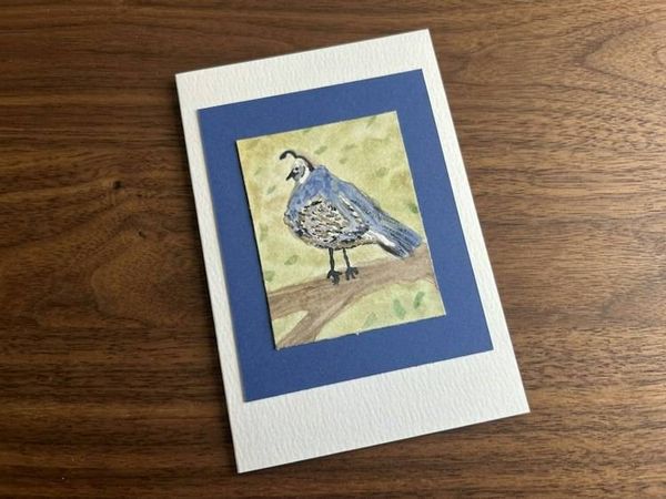 Alternate image for Original Hand-Painted Quail Watercolor Note Card – 4x6 Fine Art Greeting Card