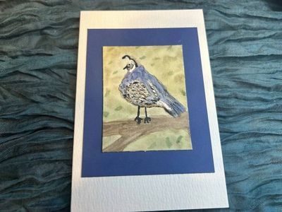 Alternate image for Original Hand-Painted Quail Watercolor Note Card – 4x6 Fine Art Greeting Card