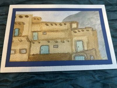 Alternate image for Hand Painted Southwestern Pueblo Adobe Watercolor Note Card