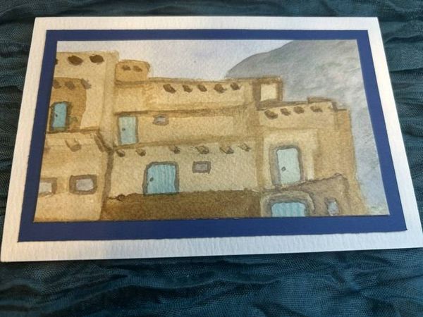 Alternate image for Hand Painted Southwestern Pueblo Adobe Watercolor Note Card