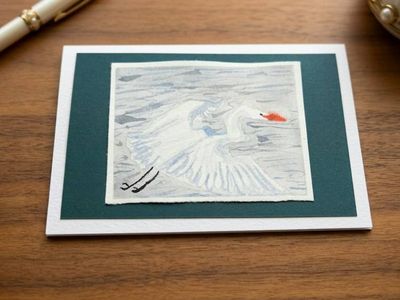 Primary image for Hand-Painted Original Watercolor Swan Greeting Card (4x6 Inches)