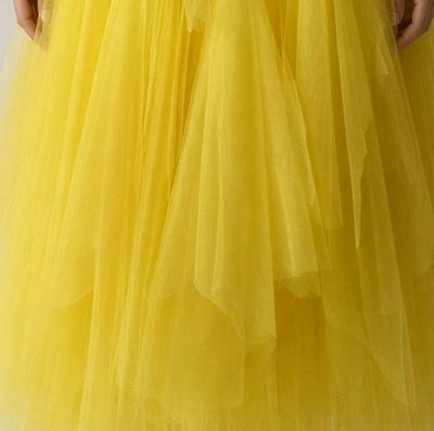 Alternate image for Handcrafted yellow tulle ball gown with crochet bodice and embellished details
