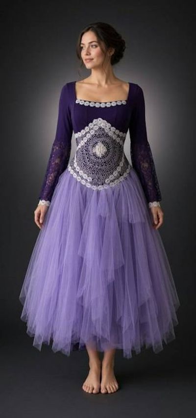 Primary image for Enchanted purple Medieval fantasy gown with ornate embellished bodice and ethereal tulle skirt