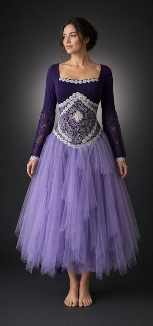 Alternate image for Enchanted purple Medieval fantasy gown with ornate embellished bodice and ethereal tulle skirt
