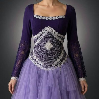 Alternate image for Enchanted purple Medieval fantasy gown with ornate embellished bodice and ethereal tulle skirt