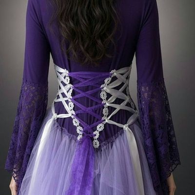 Alternate image for Enchanted purple Medieval fantasy gown with ornate embellished bodice and ethereal tulle skirt