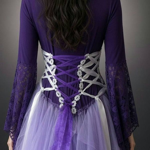 Alternate image for Enchanted purple Medieval fantasy gown with ornate embellished bodice and ethereal tulle skirt