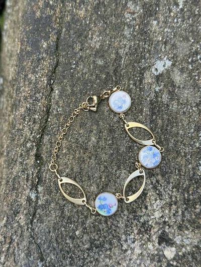 Alternate image for Forget-Me-Not bracelet from fine china with links, adjustable length from broken porcelain, upcycled , Mothers Day, Birthday, Anniversary