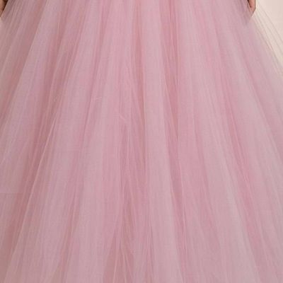 Alternate image for Enchanted ballet pink tulle ball gown with corset bodice and floral appliqués