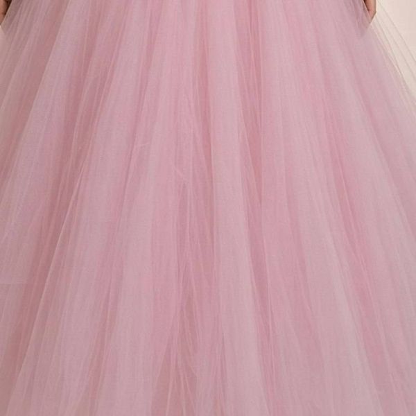 Alternate image for Enchanted ballet pink tulle ball gown with corset bodice and floral appliqués