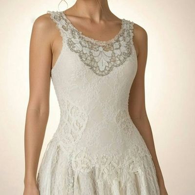 Alternate image for Handcrafted Vintage-Inspired Ivory Lace Dress with Corset Back Detail