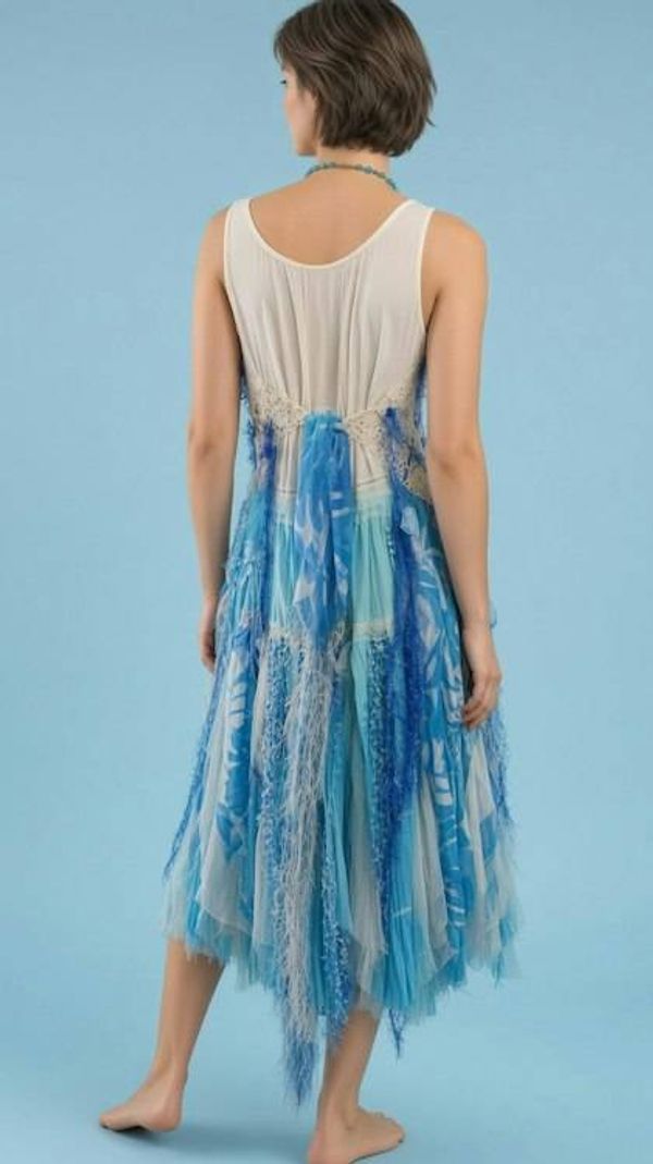 Alternate image for Ocean waves ombré crochet & rayon sleeveless dress with handkerchief hem