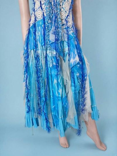Alternate image for Ocean waves ombré crochet & rayon sleeveless dress with handkerchief hem