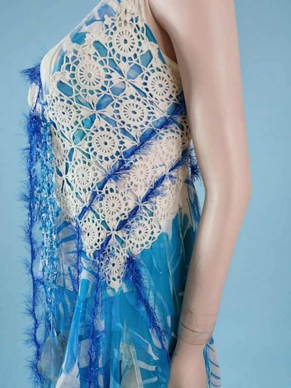 Alternate image for Ocean waves ombré crochet & rayon sleeveless dress with handkerchief hem