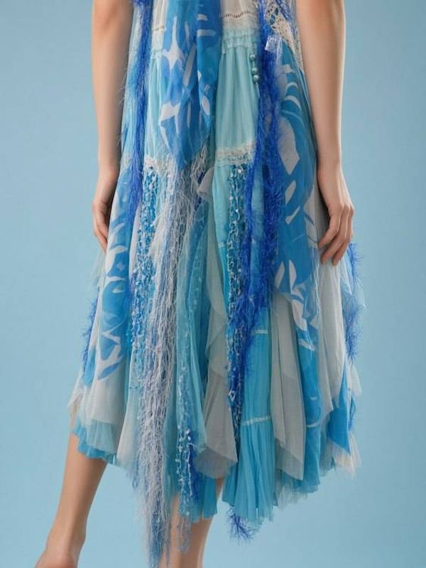 Alternate image for Ocean waves ombré crochet & rayon sleeveless dress with handkerchief hem