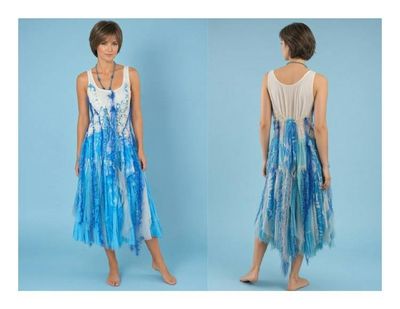Alternate image for Ocean waves ombré crochet & rayon sleeveless dress with handkerchief hem