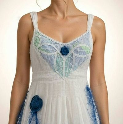 Alternate image for Watercolor Dream Batik Evening Gown with Blue and Green Ombré Design