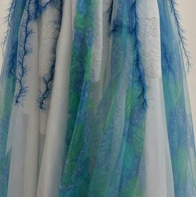 Alternate image for Watercolor Dream Batik Evening Gown with Blue and Green Ombré Design