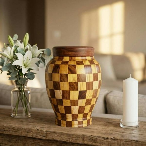 Alternate image for Dama Wood Patchwork Urn | Handcrafted Adult Cremation Urns for Ashes (3.0 & 4.0)