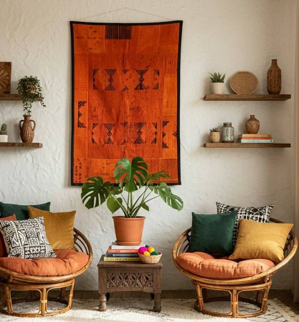 Alternate image for Sun-Kissed Amber Guatemalan Huipile Wall Hanging