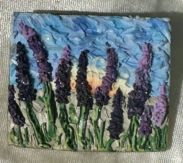 Alternate image for Lavender Field Textured PolymerClay Painting Pin