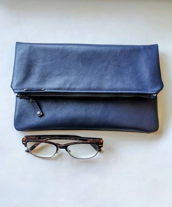 Alternate image for Navy Blue Foldover Clutch with Outer Pocket - The Kanga 2