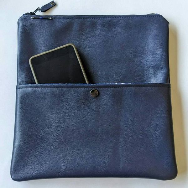 Alternate image for Navy Blue Foldover Clutch with Outer Pocket - The Kanga 2