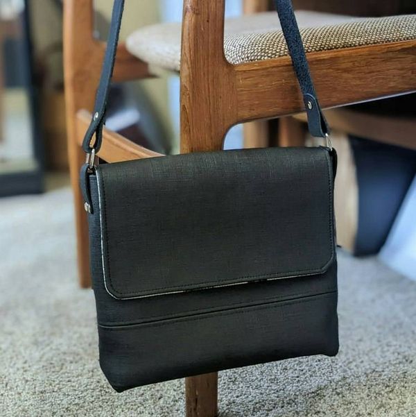 Alternate image for Black Faux Leather Shoulder Bag - The Lyrist