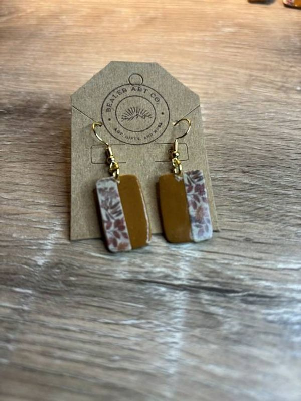 Alternate image for Autumn Floral Leaf Earrings: Polymer Clay Dangle Jewelry