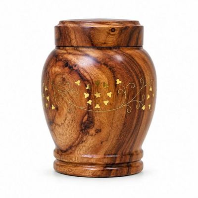 Alternate image for Adair Mini Brass Inlay Wood Urn | Small Keepsake Urns with Brass Detailing
